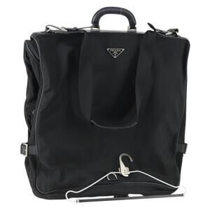 PRADA Garment Cover Nylon Black Silver Auth 159585